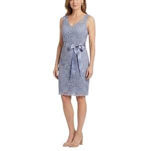 Adrianna Papell Women's Cocktail Dress Size 8 Purple Embroidered Lace Sheath